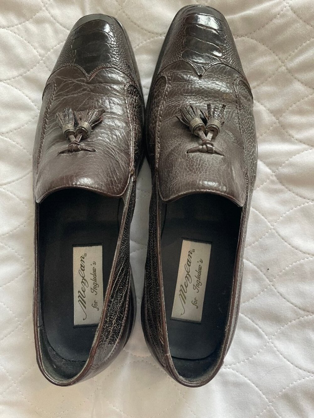 Mezlan for Ingledews Ostrich Leather Tassel Loafers Vintage Men’s 9M